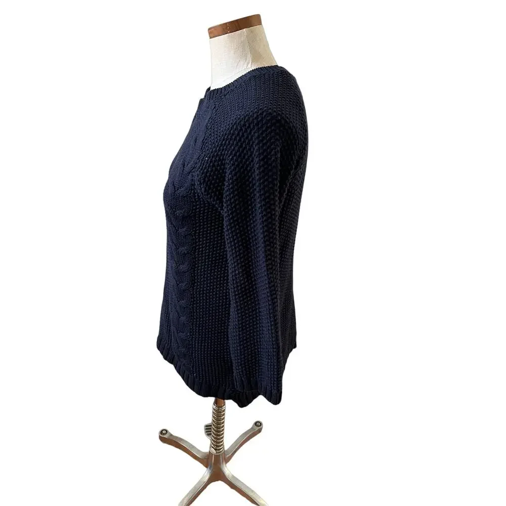 Cynthia Rowley Cable Knit Sweater Navy Blue